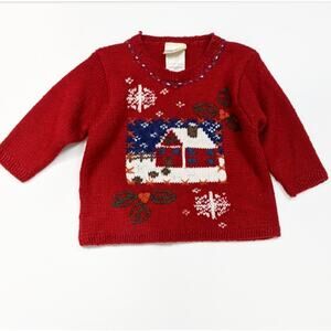 Vintage Laura Ashley Cottage Scape Sweater Sz 2-3T